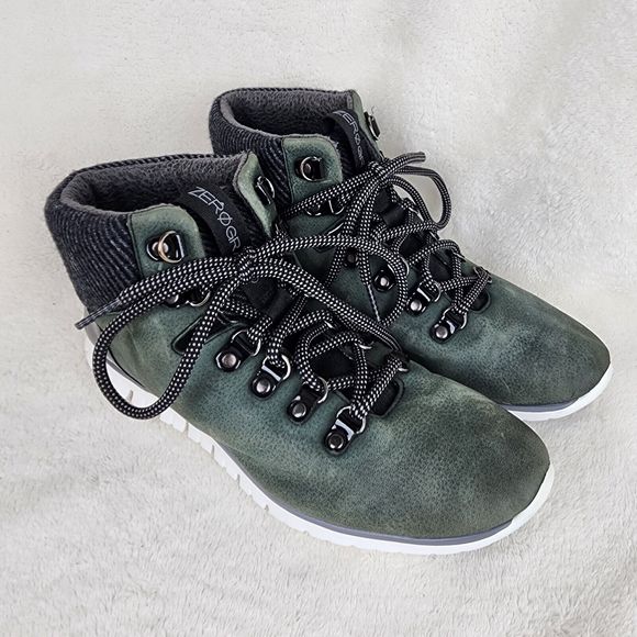 Cole Haan Shoes - COLE HAAN ZEROGRAND GREEN LEATHER WATERPROOF ANKLE BOOTS SHOES US WOMENS SZ 9 B